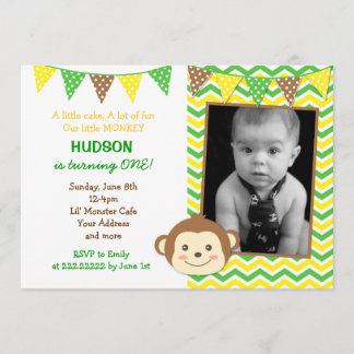 Monkey Boy Birthday Invitations