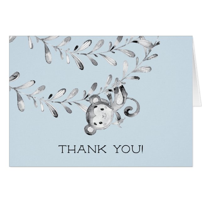 Monkey Boys Baby shower Merci Note (Devant Horizontal)