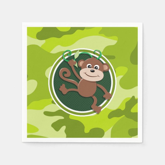 Monkey; bright green camo, camouflage napkin (Front)