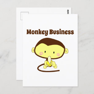 Monkey Business Brown and Yellow Funny Kid Cartoon Postcard