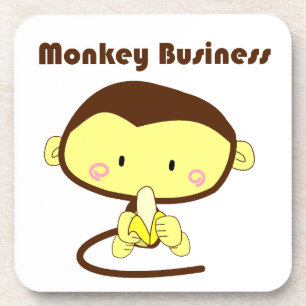 Monkey Business Funny Cartoon Monkey Design Coaster