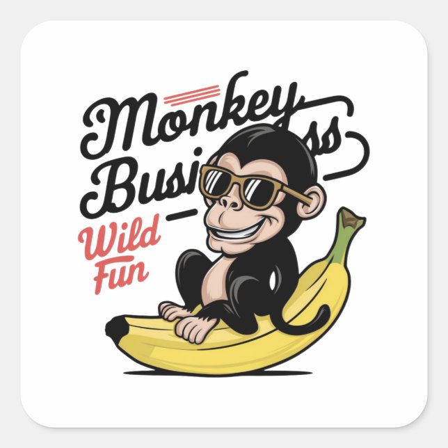 Monkey Business,Wild Fun Square Sticker (Front)