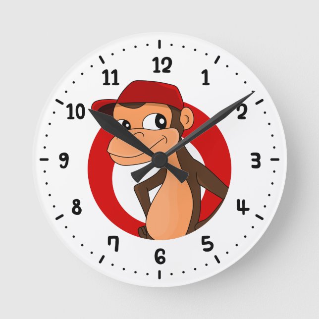 Monkey cartoon round clock (Front)