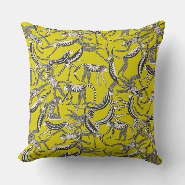 monkey chartreuse throw pillow (Front)