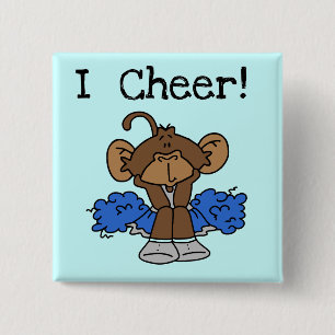 Monkey Cheerleader Blue and Grey Tshirts and Gifts 2 Inch Square Button