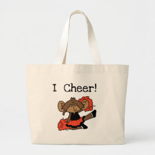 Monkey Cheerleader Orange and Black Large Tote Bag