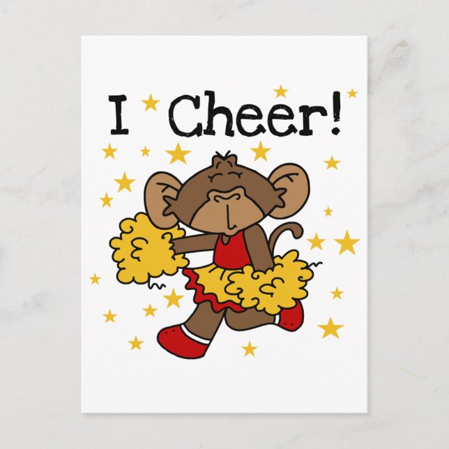 Monkey Cheerleader Red and Gold T-shirts and Gifts Postcard (Front)