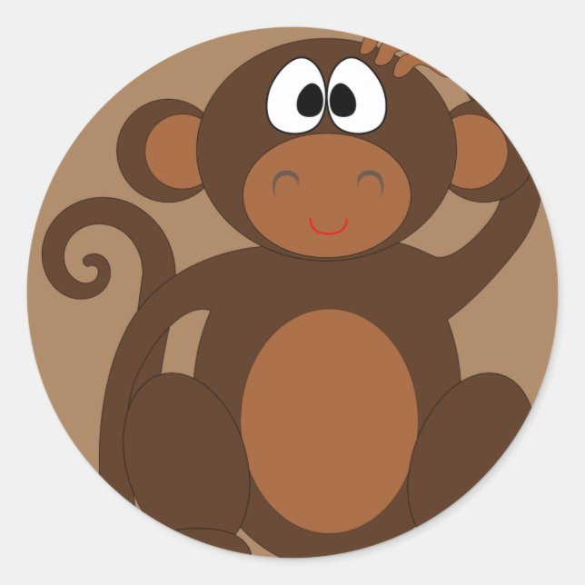 monkey-chimp-ape-chimpanzee-animal classic round sticker (Front)
