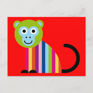 Monkey Chimp Cute Colourful Cartoon Animal Postcard