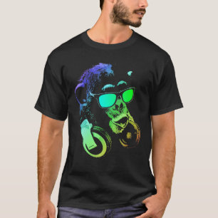 Monkey Chimp With Sunglasses And Headphones T-Shirt