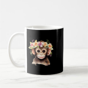 Monkey Chimpanzee Animal Boho Floral Rainforest Coffee Mug