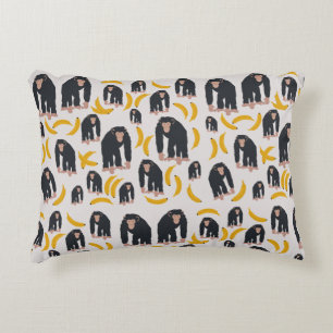 Monkey Chimpanzee & Banana Pattern Accent Pillow