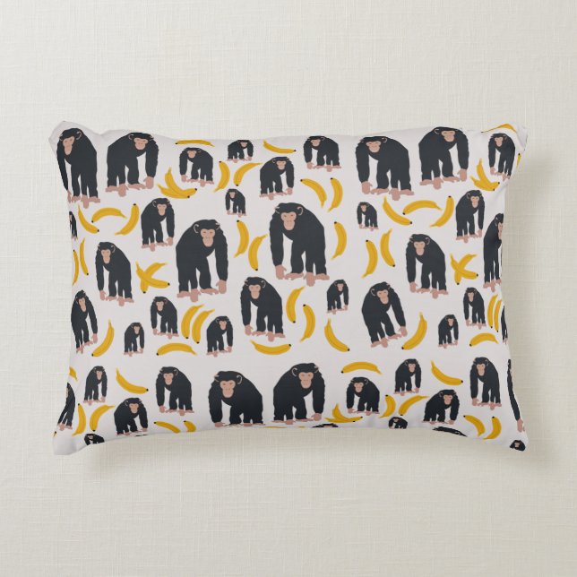 Monkey Chimpanzee & Banana Pattern  Accent Pillow (Front)