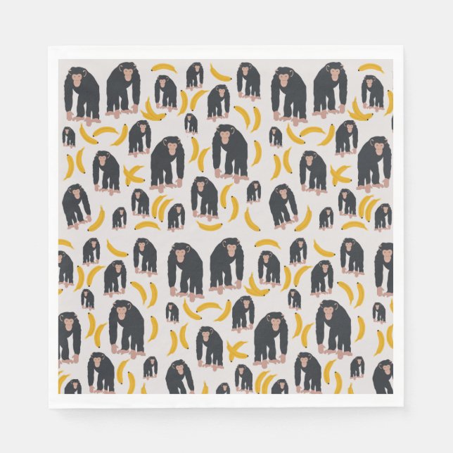 Monkey Chimpanzee & Banana Pattern   Napkin (Front)