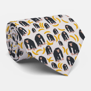 Monkey Chimpanzee & Banana Pattern Tie