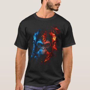 Monkey Chimpanzee Flames Cute Monkey Animal   1 T-Shirt
