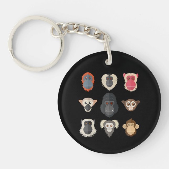 Monkey Chimpanzee Gorilla Spider Monkey Squirrel M Keychain (Front)
