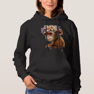 Monkey Chimpanzee Jungle Animal Boho Floral Ape 26 Hoodie