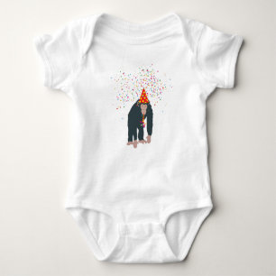 Monkey Chimpanzee Partying Animals Having a Party Baby Bodysuit