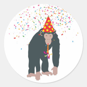 Monkey Chimpanzee Partying Animals Having a Party  Classic Round Sticker