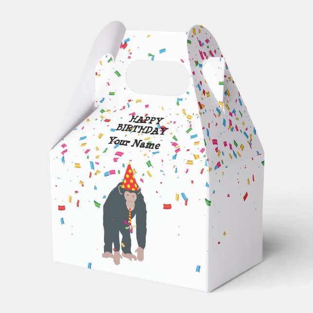 Monkey Chimpanzee Partying Animals Having a Party Favor Box (Front Side)