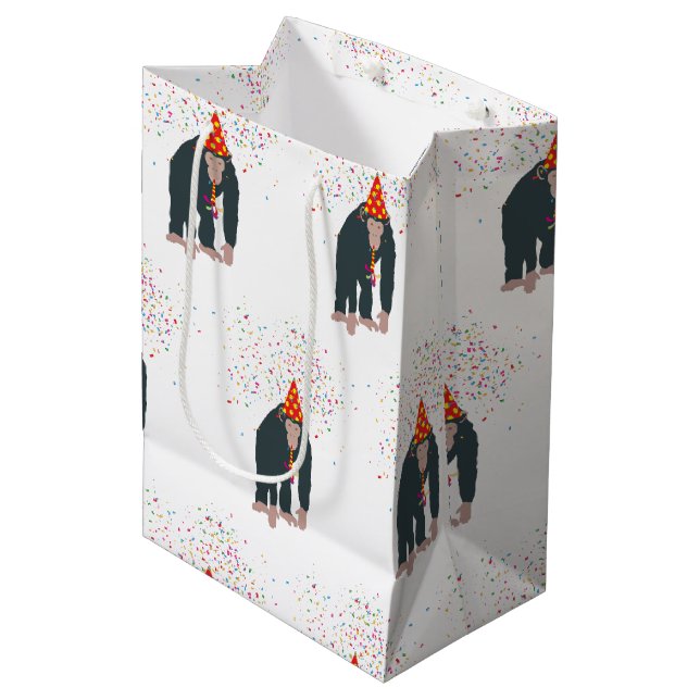 Monkey Chimpanzee Partying Animals Having a Party Medium Gift Bag (Front Angled)