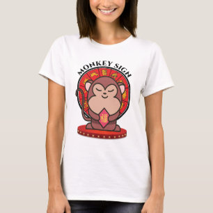 Monkey Chinese Zodiac Sign Women White T-Shirt