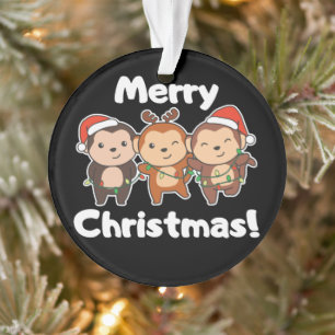 Monkey Christmas Animals Monkeys Merry Christmas O Ornament