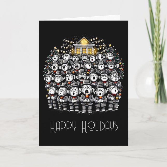 Monkey Christmas Choir Card (Front)