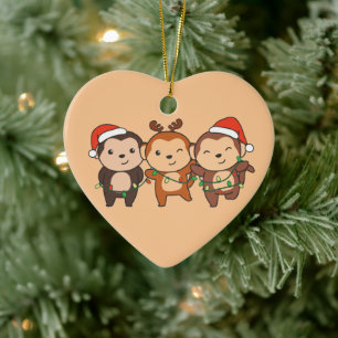 Monkey Christmas Christmas Animals Cute Monkeys Ce Ceramic Ornament