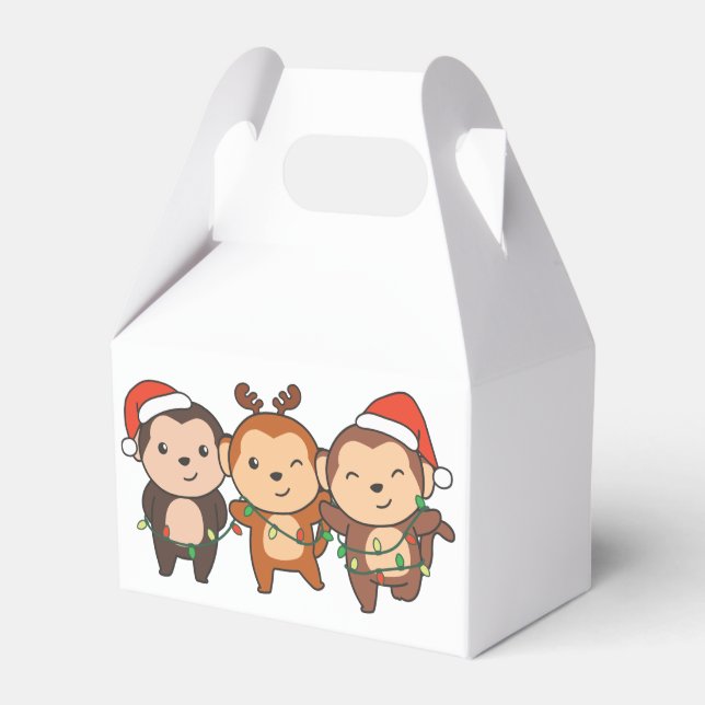 Monkey Christmas Christmas Animals Cute Monkeys Fa Favor Box (Front Side)