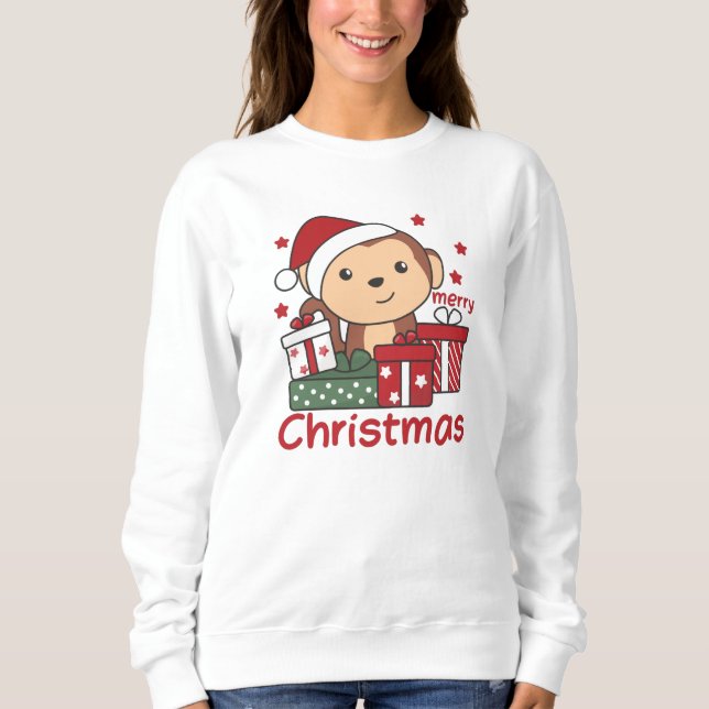 Monkey Christmas Gift Winter Animals Monkeys Sweatshirt (Front)
