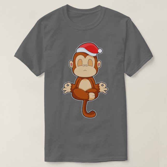 Monkey Christmas Meditation T-Shirt (Design Front)