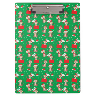 Monkey Christmas Pattern Red Green Clipboard