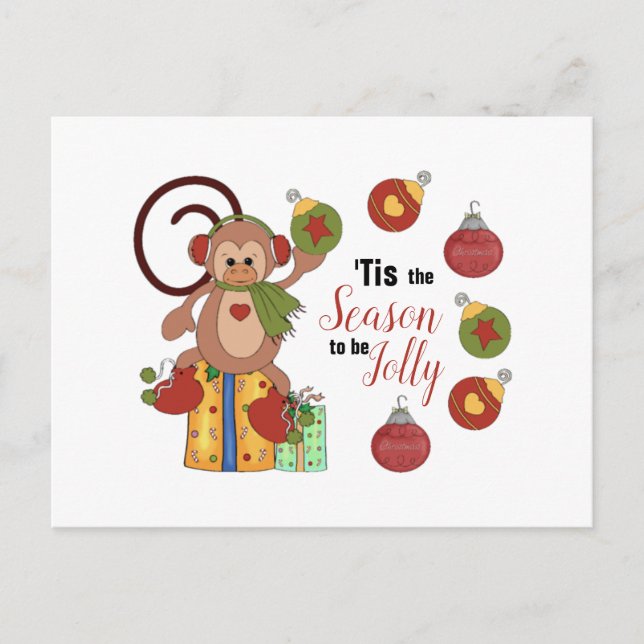 Monkey Christmas Postcard (Front)