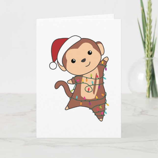 Monkey Christmas Snow Winter Animals Monkeys Adult Holiday Card (Front)