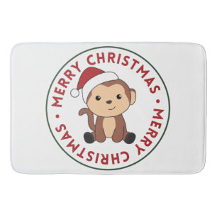 Monkey Christmas Snow Winter Animals Monkeys Bath Bath Mat