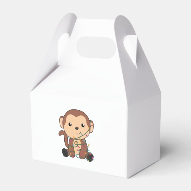 Monkey Christmas Snow Winter Animals Monkeys Favor Box (Front Side)