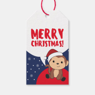 Monkey Christmas Snow Winter Animals Monkeys Gift  Tags