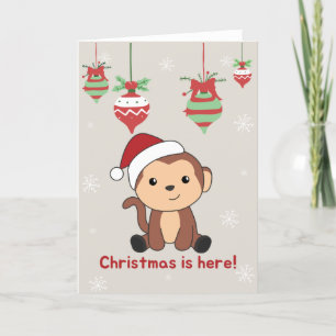 Monkey Christmas Snow Winter Animals Monkeys Holid Holiday Card
