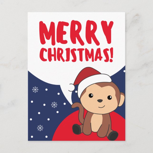 Monkey Christmas Snow Winter Animals Monkeys Holid Holiday Postcard (Front)
