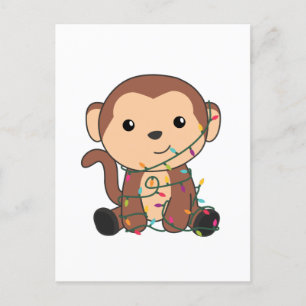 Monkey Christmas Snow Winter Animals Monkeys Holiday Postcard