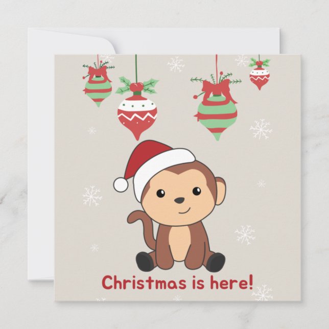 Monkey Christmas Snow Winter Animals Monkeys Invit Invitation (Front)
