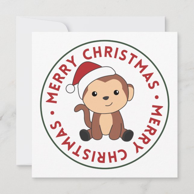 Monkey Christmas Snow Winter Animals Monkeys Invit Invitation (Front)