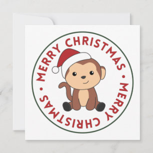 Monkey Christmas Snow Winter Animals Monkeys Invit Invitation