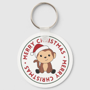 Monkey Christmas Snow Winter Animals Monkeys Keych Keychain