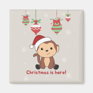 Monkey Christmas Snow Winter Animals Monkeys Magne Magnet