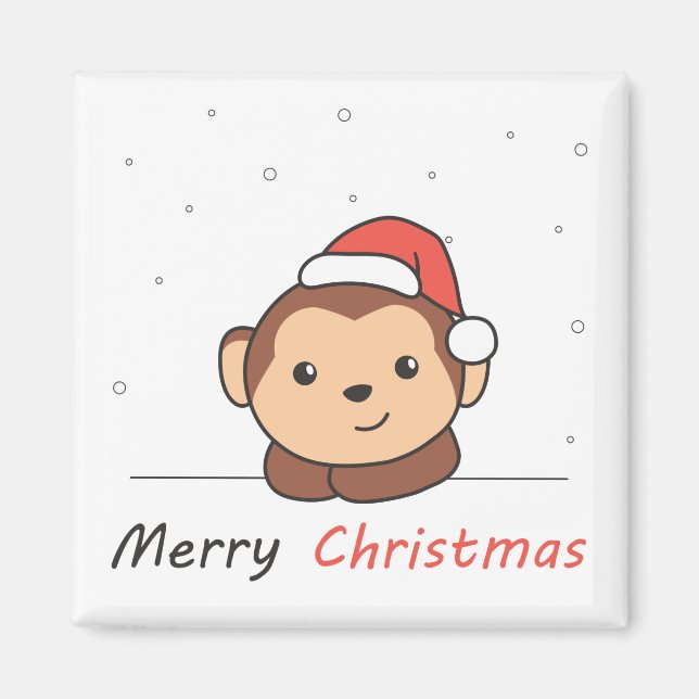 Monkey Christmas Snow Winter Animals Monkeys Magnet (Front)