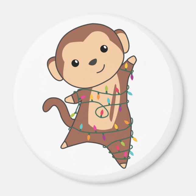 Monkey Christmas Snow Winter Animals Monkeys Magnet (Front)