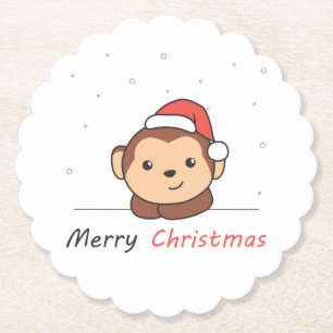 Monkey Christmas Snow Winter Animals Monkeys Paper Coaster
